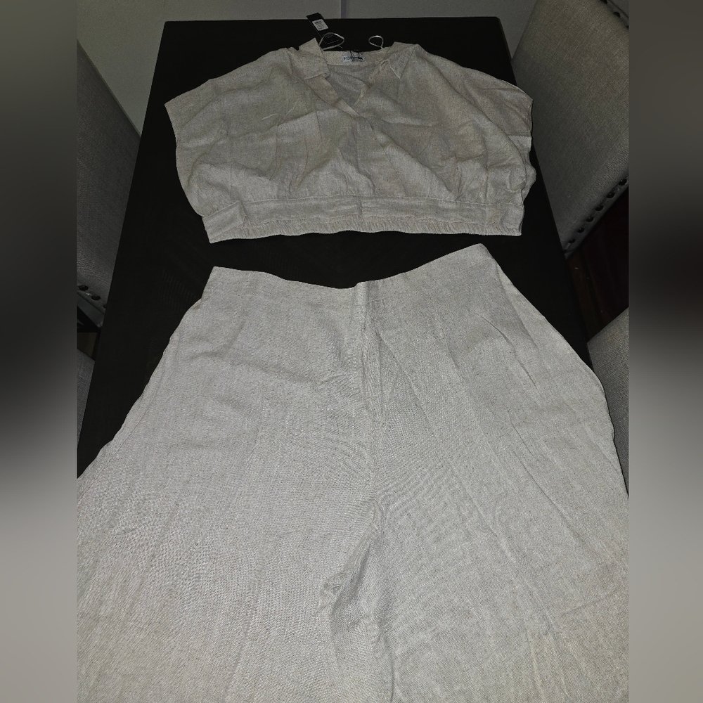 Lucky Day Linen Pant Set - Oatmeal